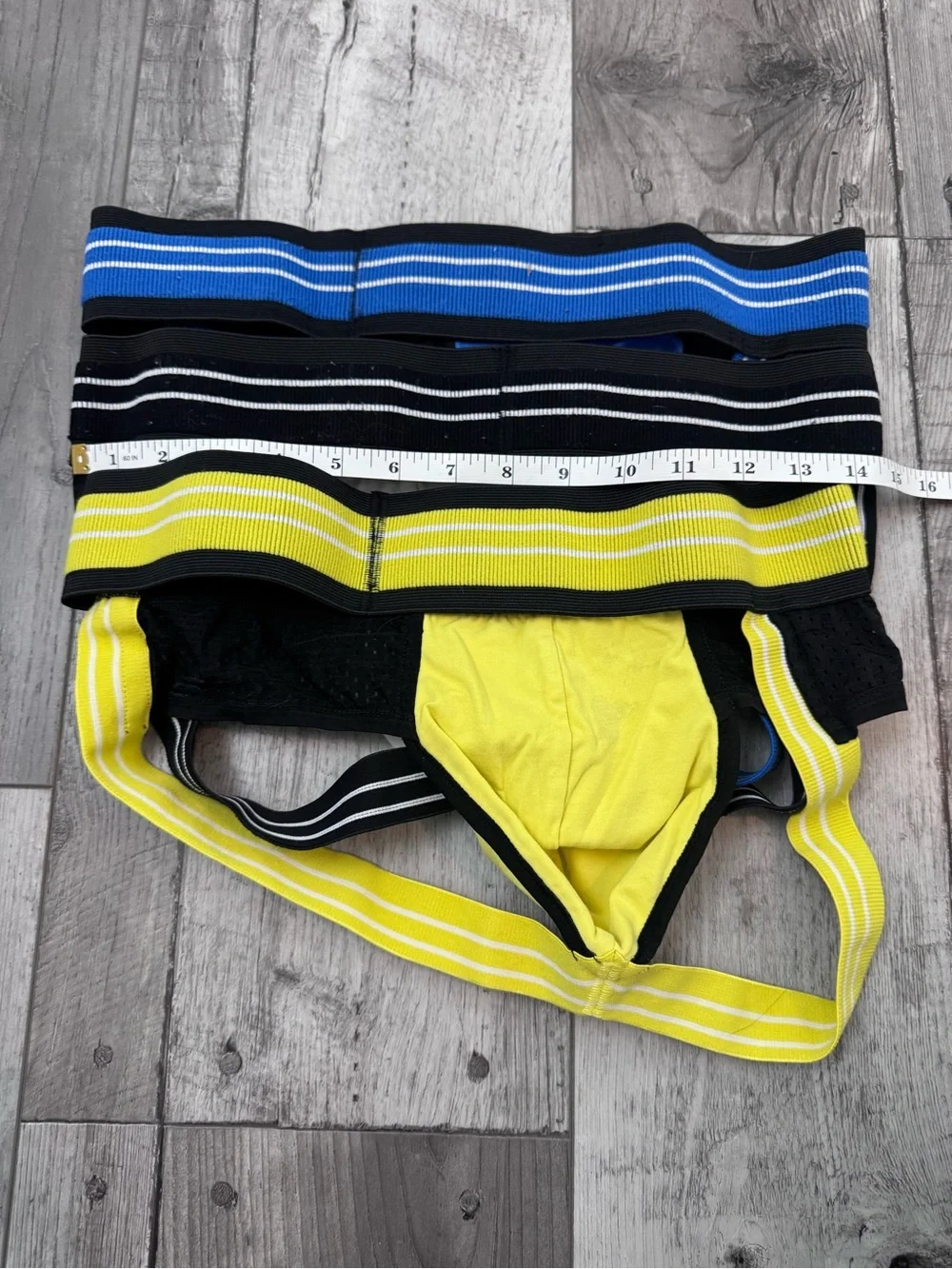 BShetr Men's Athletic Jockstrap Pouch Underwear Bundle x3 XL Yellow Blue White